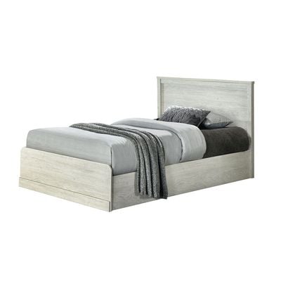 Zirco 120X200 Single Bed with Storage - White Oak - With 2-Year Warranty
